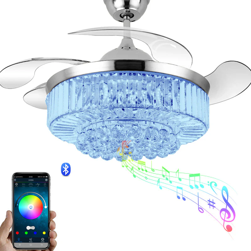Melody Glow Crystal LED Ceiling Fan Speaker Lamp - Image 7