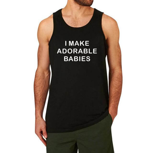 Men '' I Make Adorable Babies Workout '' T-shirt - Image 2