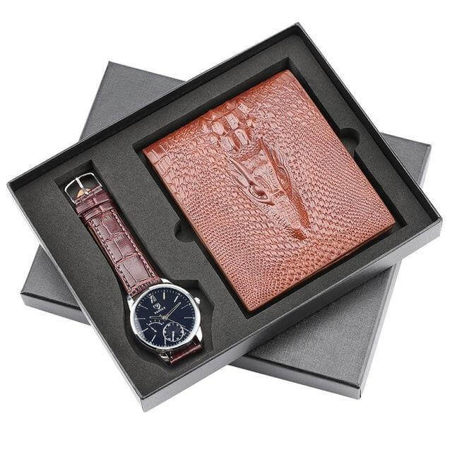 Men Watches Steel/Leather Gift Set - Image 10