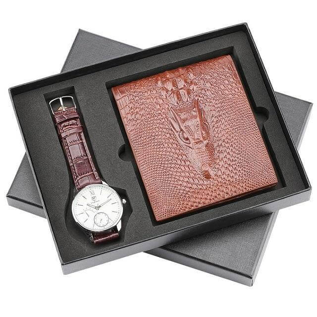 Men Watches Steel/Leather Gift Set - Image 7