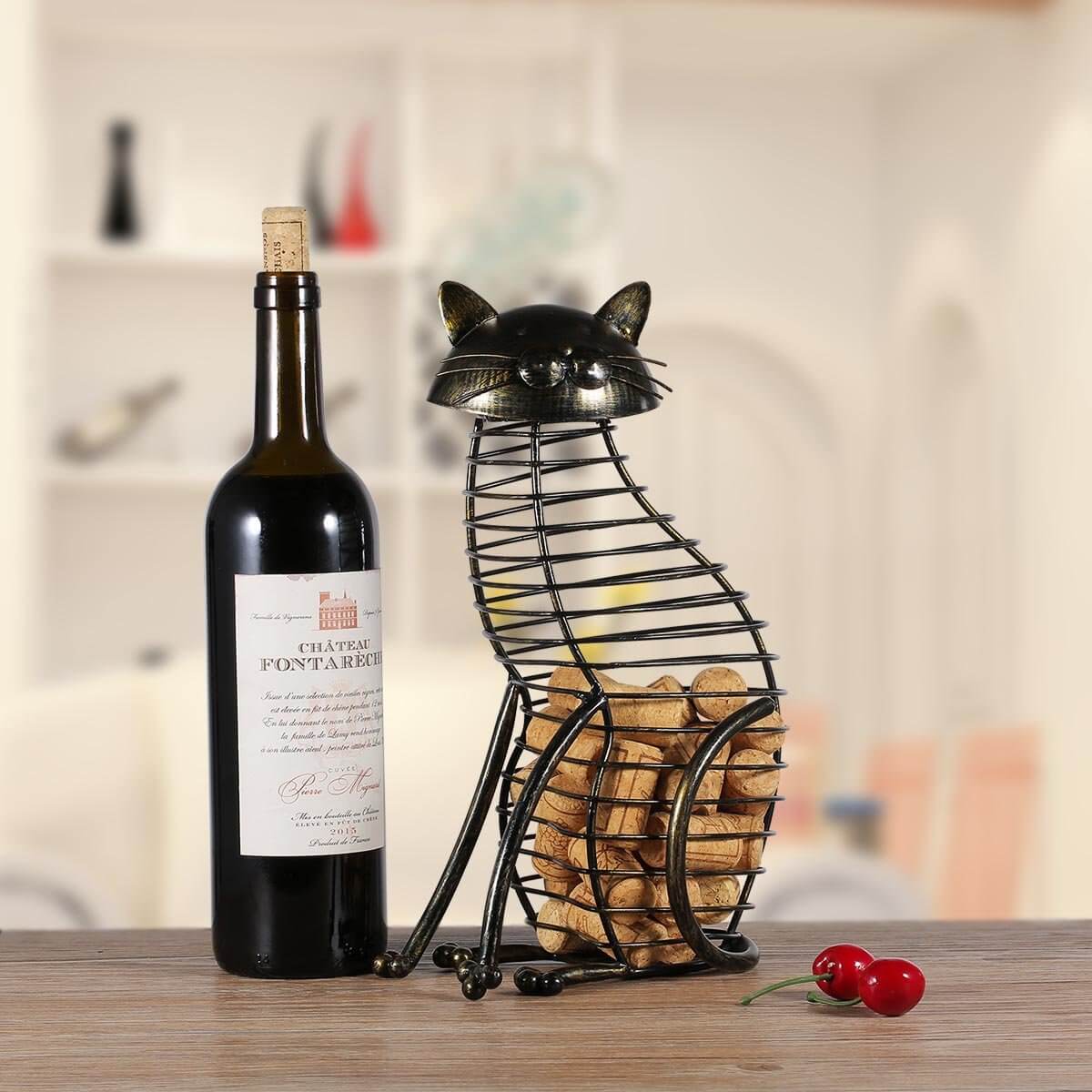 Metal Cat Figurines Cork Container - Image 5