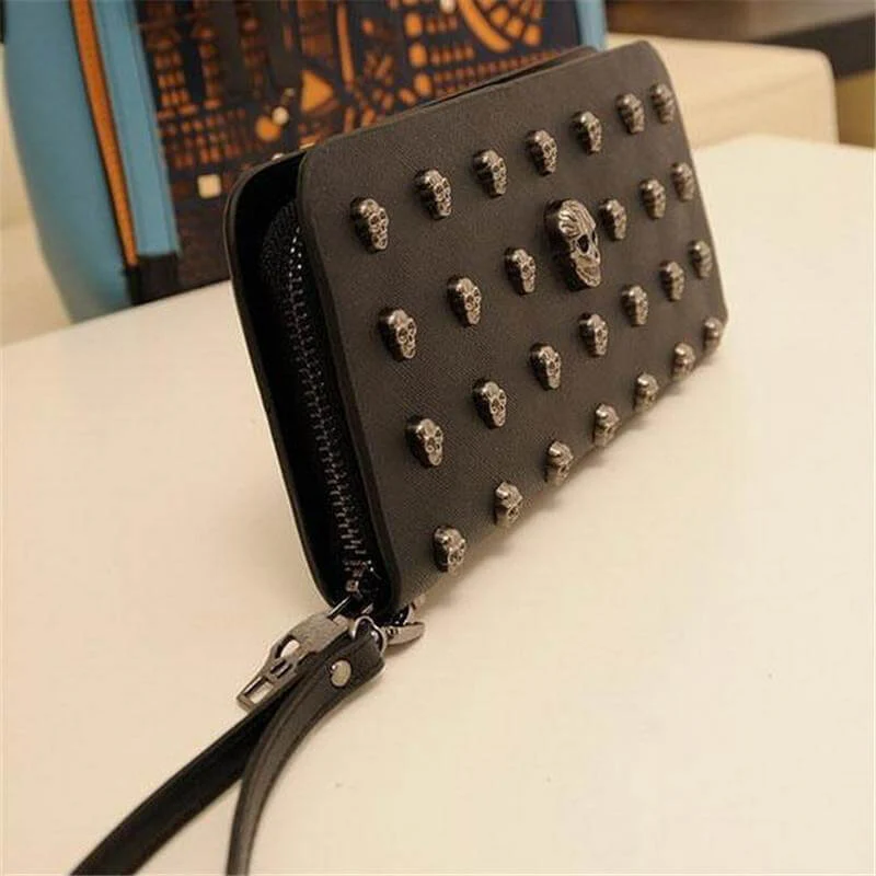 Metal Skull Leather Wallet Purse - Image 4
