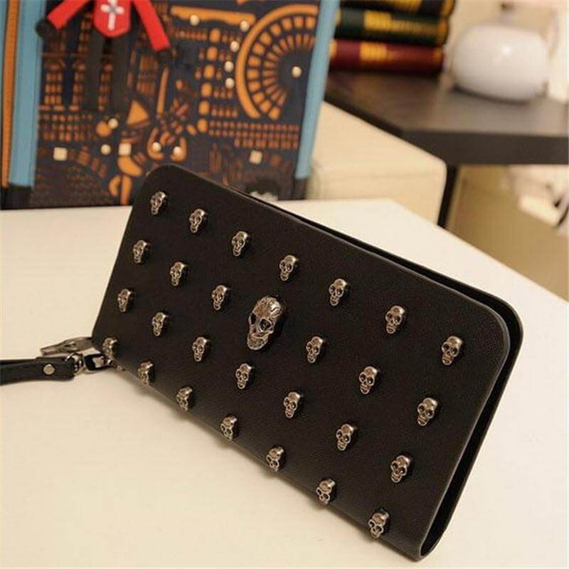 Metal Skull Leather Wallet Purse - Image 5