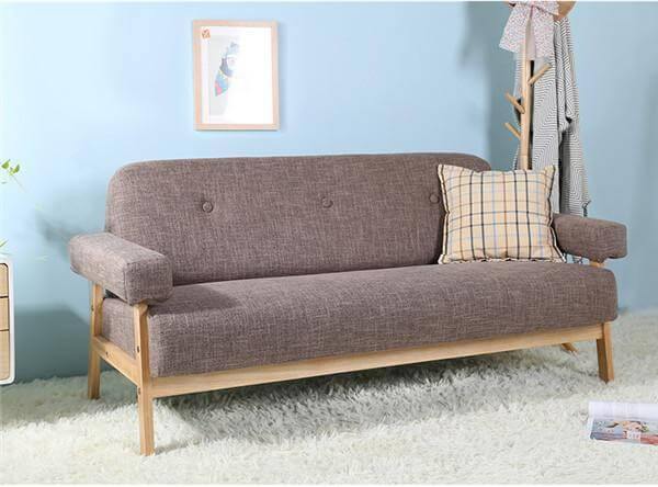 Mid Century Modern Colorful Linen Fabric Sofa Couch - Image 2