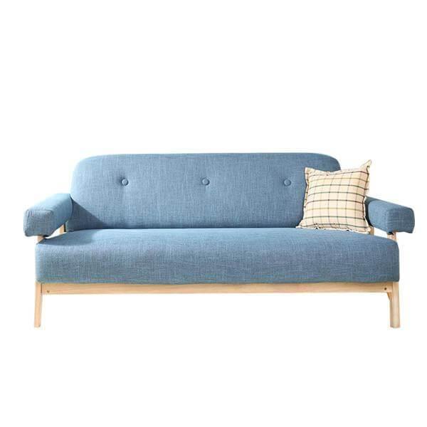 Mid Century Modern Colorful Linen Fabric Sofa Couch - Image 3