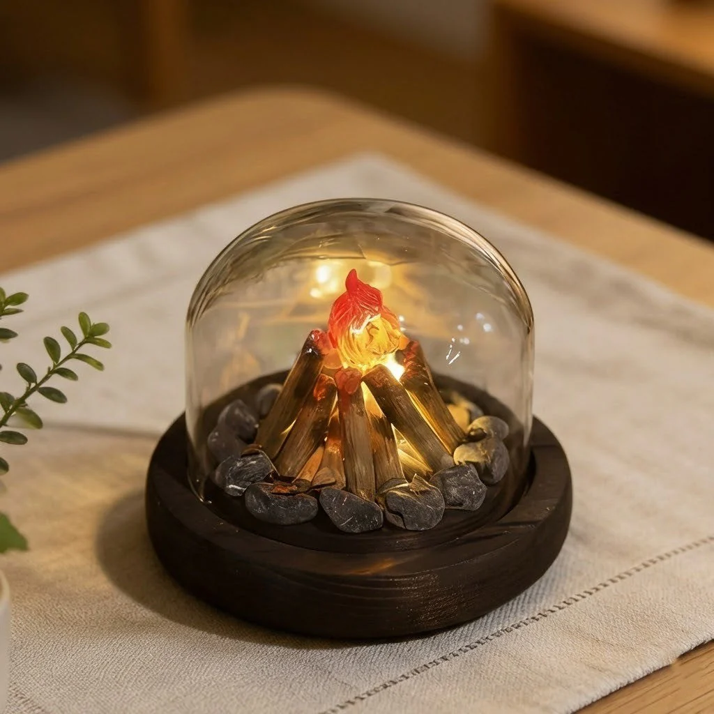 Mini Bonfire Flame Glass Dome Night Lamp