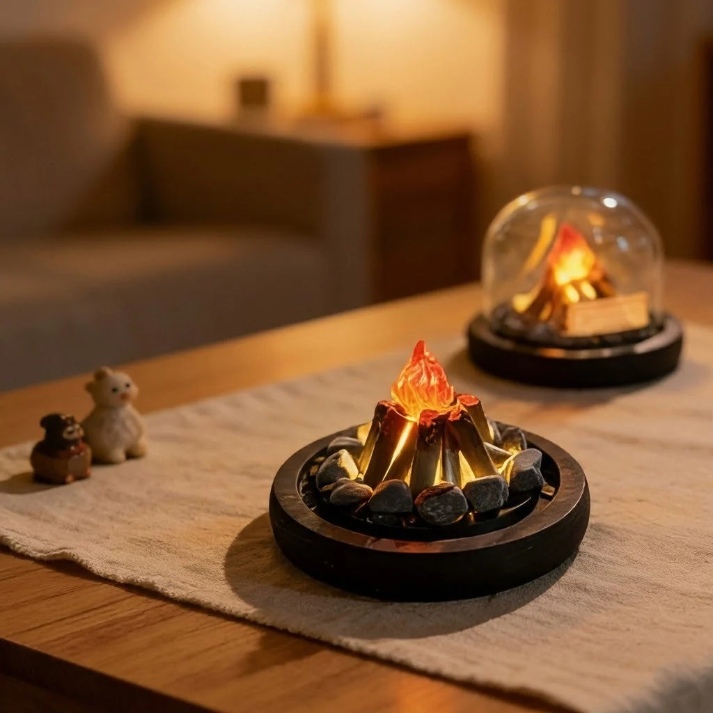 Mini Bonfire Flame Glass Dome Night Lamp - Image 2