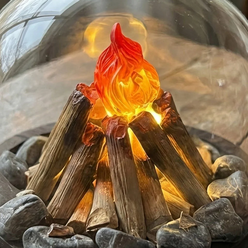 Mini Bonfire Flame Glass Dome Night Lamp - Image 3