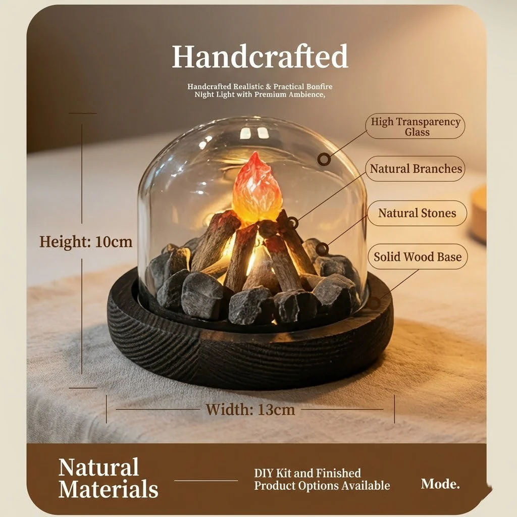 Mini Bonfire Flame Glass Dome Night Lamp - Image 6