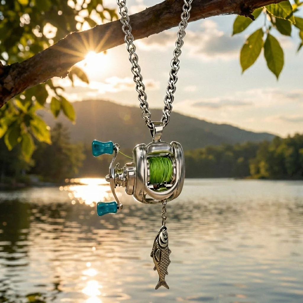 Mini Fishing Reel Spinner Necklace - Image 2