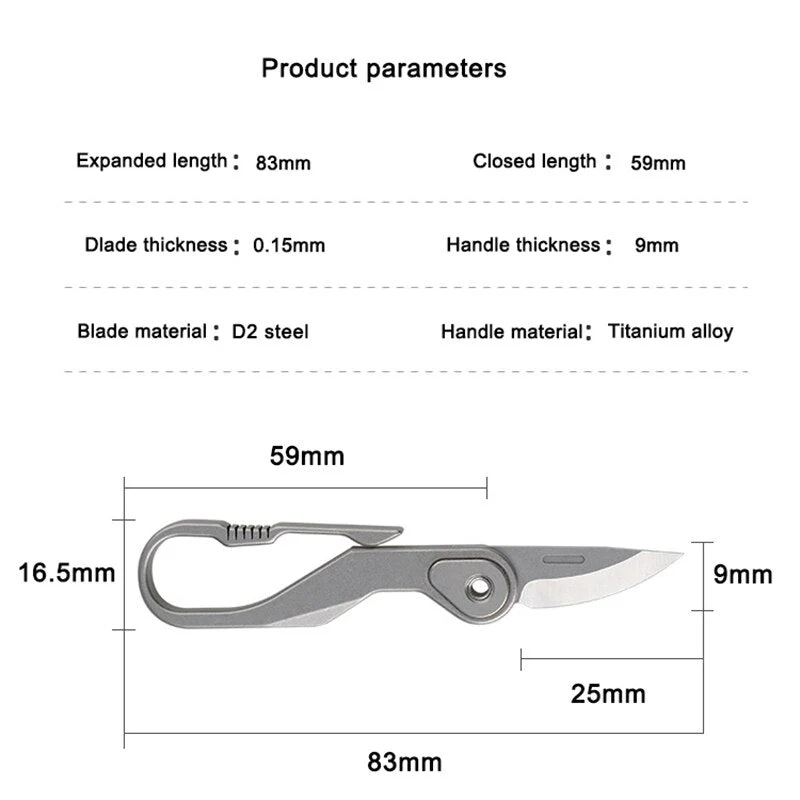 Mini Outdoor Foldable Titanium Knife Keychain - Image 12