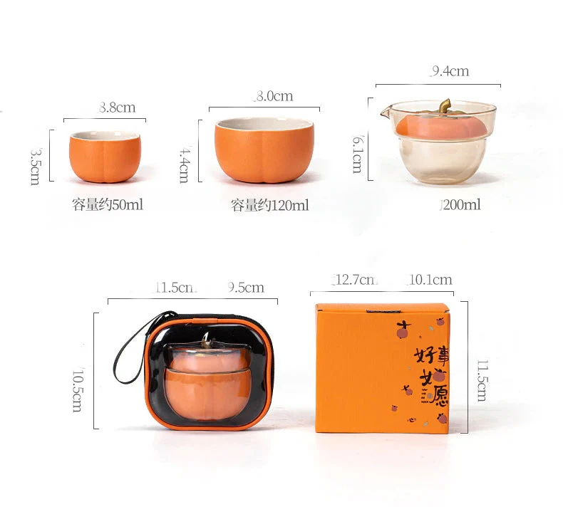 Mini Pumpkin Ceramic Teapot Set - Image 8