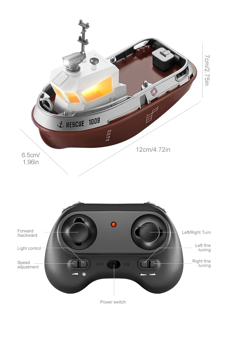 Mini Rescue Dual Motor Electric Toy Ship - Image 5
