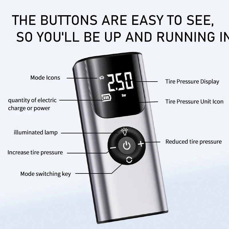 Mini Wireless Automatic Car Tire Air Compressor Pump - Image 5