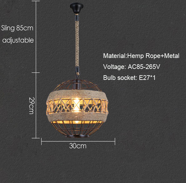 Minimal Natural Retro Rural Rope Ball Chandelier - Image 10