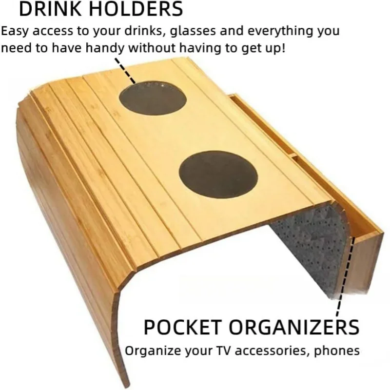 Minimalist Bamboo Sofa Armrest Organizer - Image 6