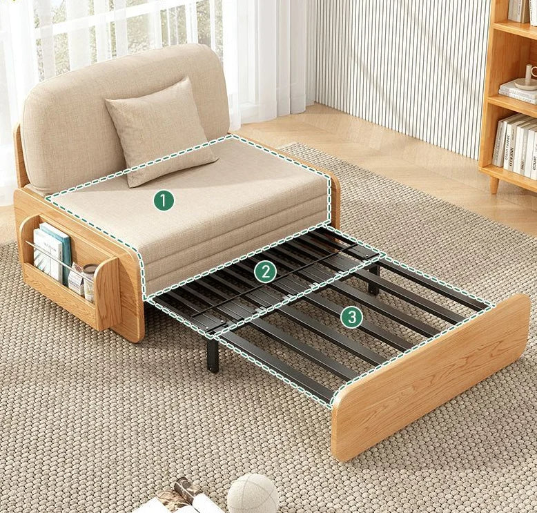 Minimalist Foldable Wooden Japanese Lazy Sofa Bed - Image 2