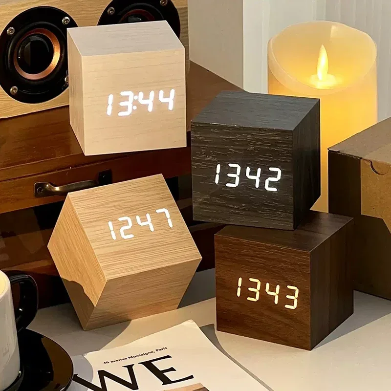 Minimalist Wooden Digital Desktop Alarm Clock