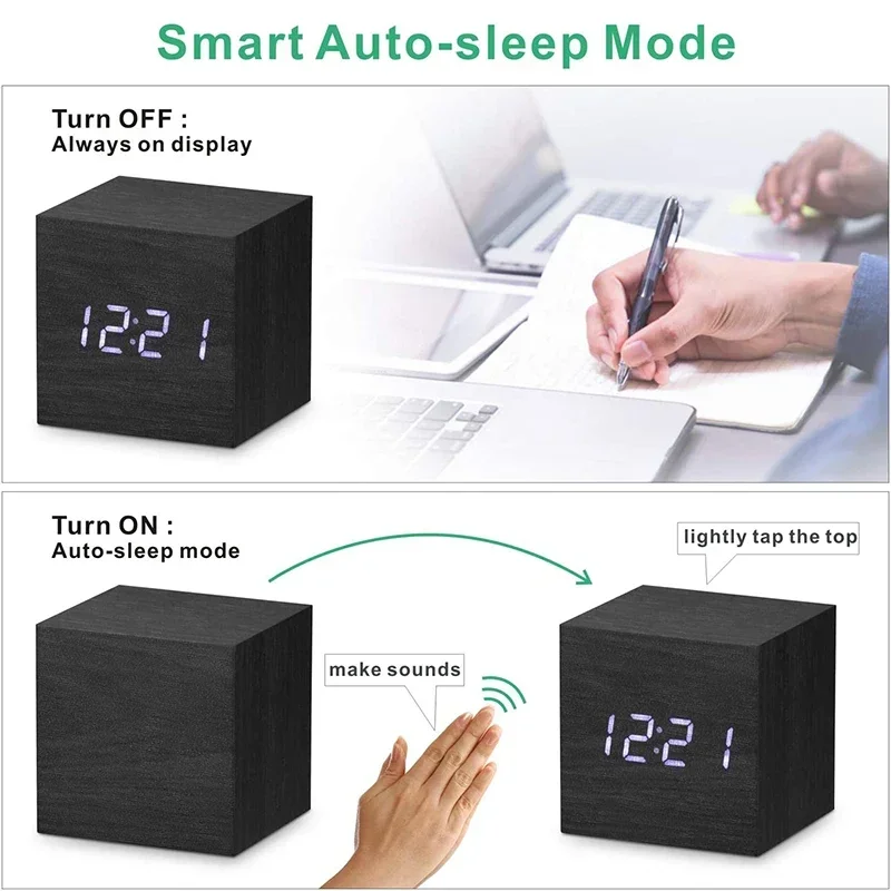 Minimalist Wooden Digital Desktop Alarm Clock - Image 3