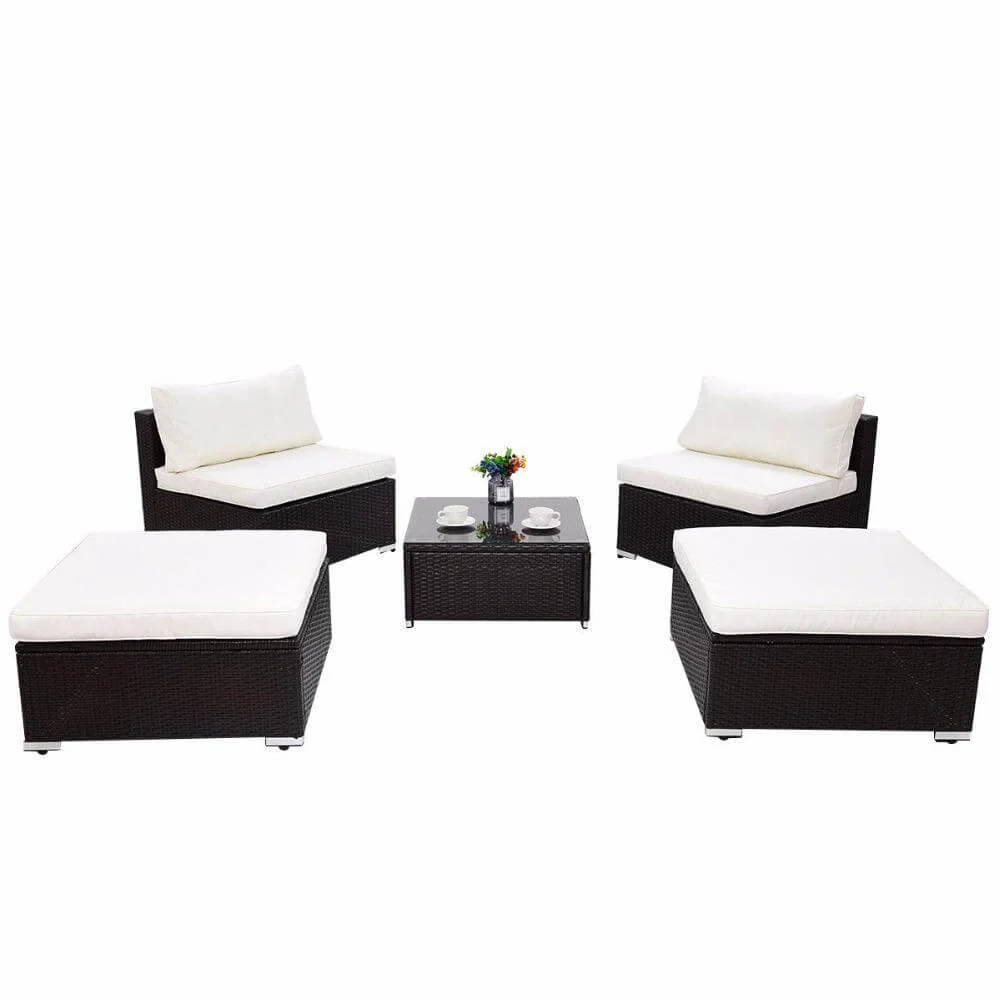 Modern 5 PC Patio Sectional Lounge Furniture - Image 2
