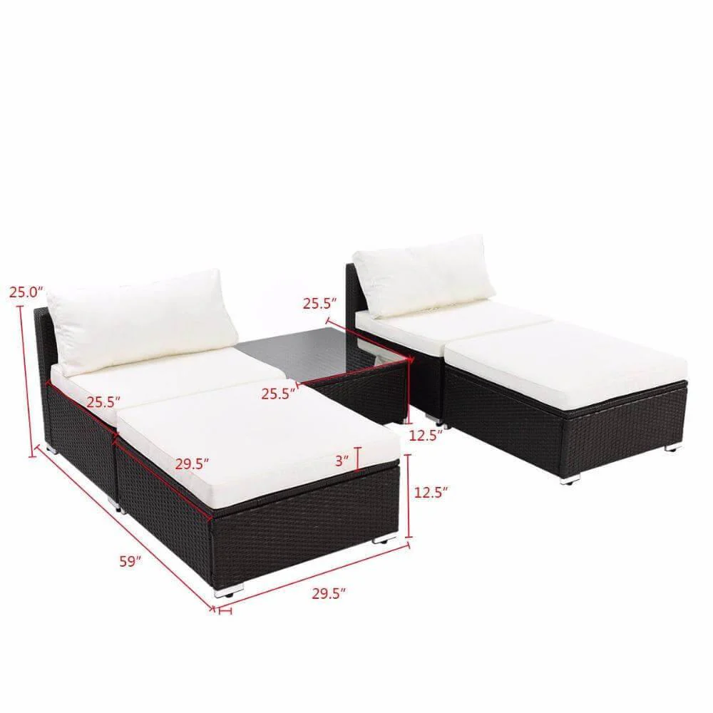 Modern 5 PC Patio Sectional Lounge Furniture - Image 3