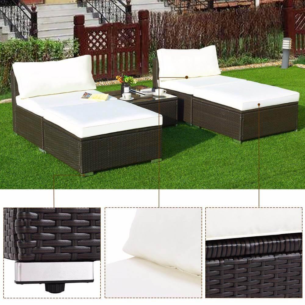 Modern 5 PC Patio Sectional Lounge Furniture - Image 6
