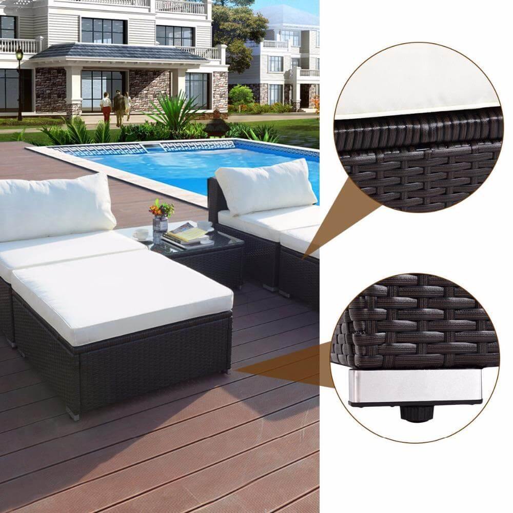 Modern 5 PC Patio Sectional Lounge Furniture - Image 8