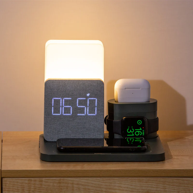 Modern Alarm Clock Wireless Charger Desk Lamp - Image 3