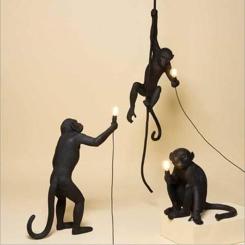 Modern Black Pendant Monkey Lamp - Image 12