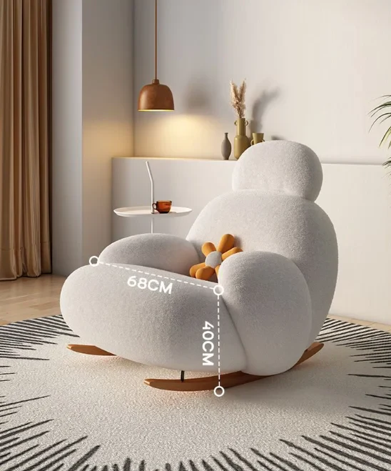 Modern Ergonomic European Fluffy White Lounge Chair - Image 2