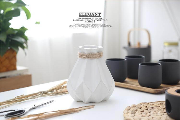 Modern Europe Brief Matt Diamond Porcelain Ceramic Vase - Image 11