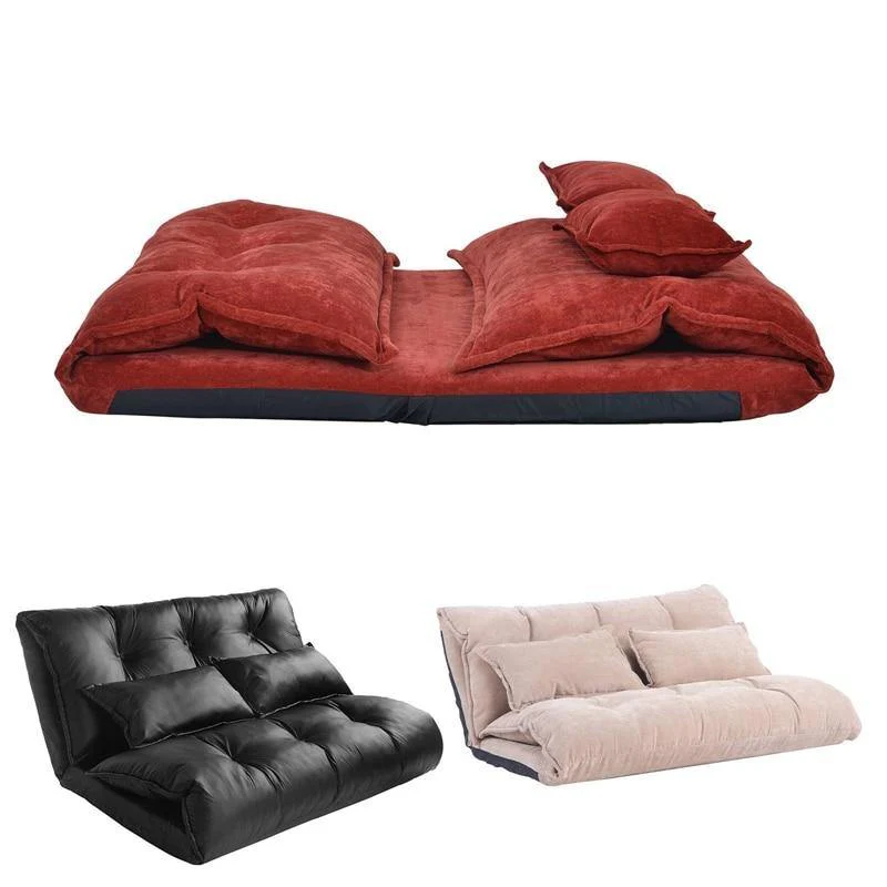 Modern Foldable PU Leather Leisure Floor Sofa Bed with 2 Pillows - Image 13