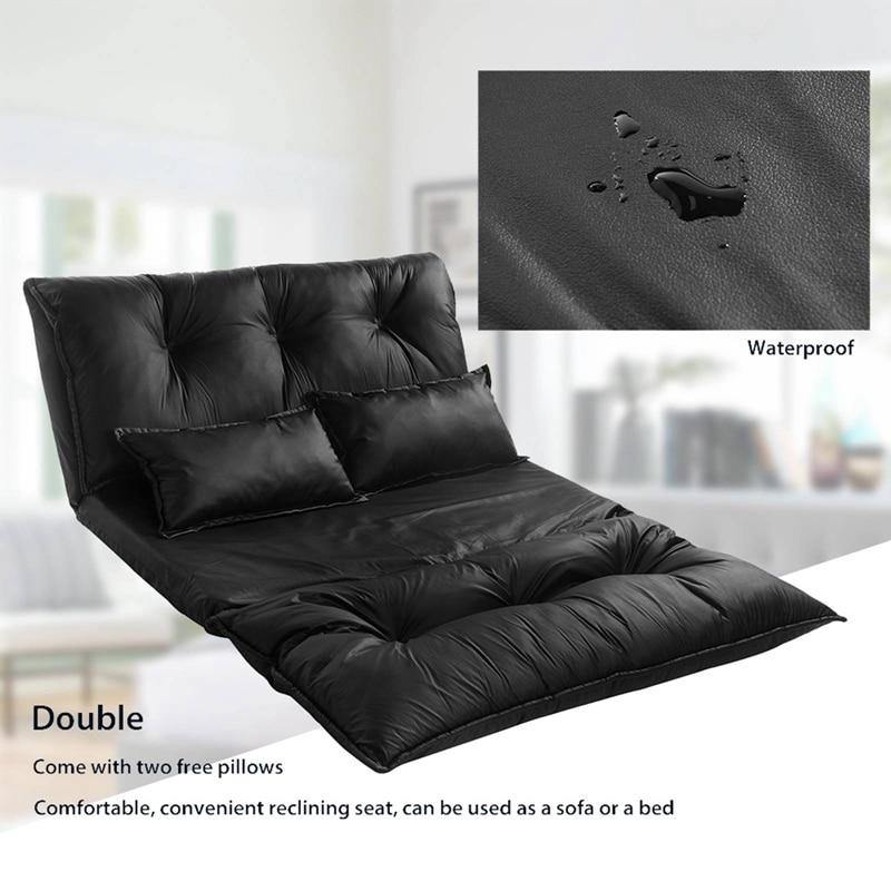 Modern Foldable PU Leather Leisure Floor Sofa Bed with 2 Pillows - Image 14