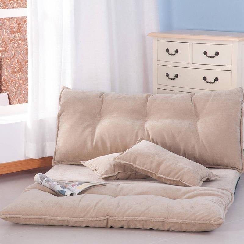Modern Foldable PU Leather Leisure Floor Sofa Bed with 2 Pillows - Image 15