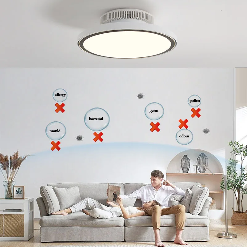 Modern Full Spectrum Invisible Blade LED Ceiling Fan Lamp - Image 3