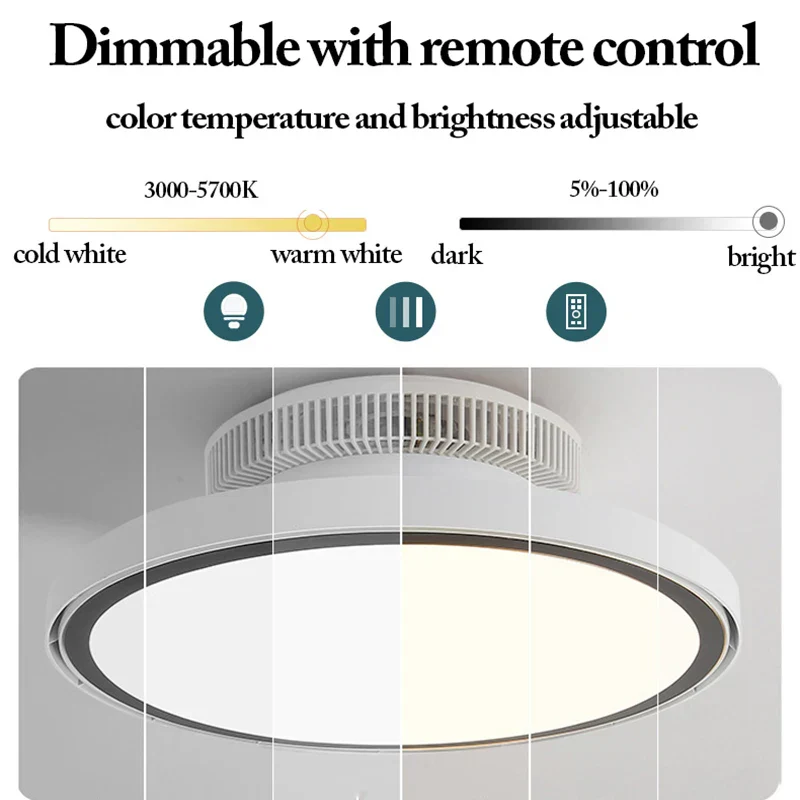 Modern Full Spectrum Invisible Blade LED Ceiling Fan Lamp - Image 4