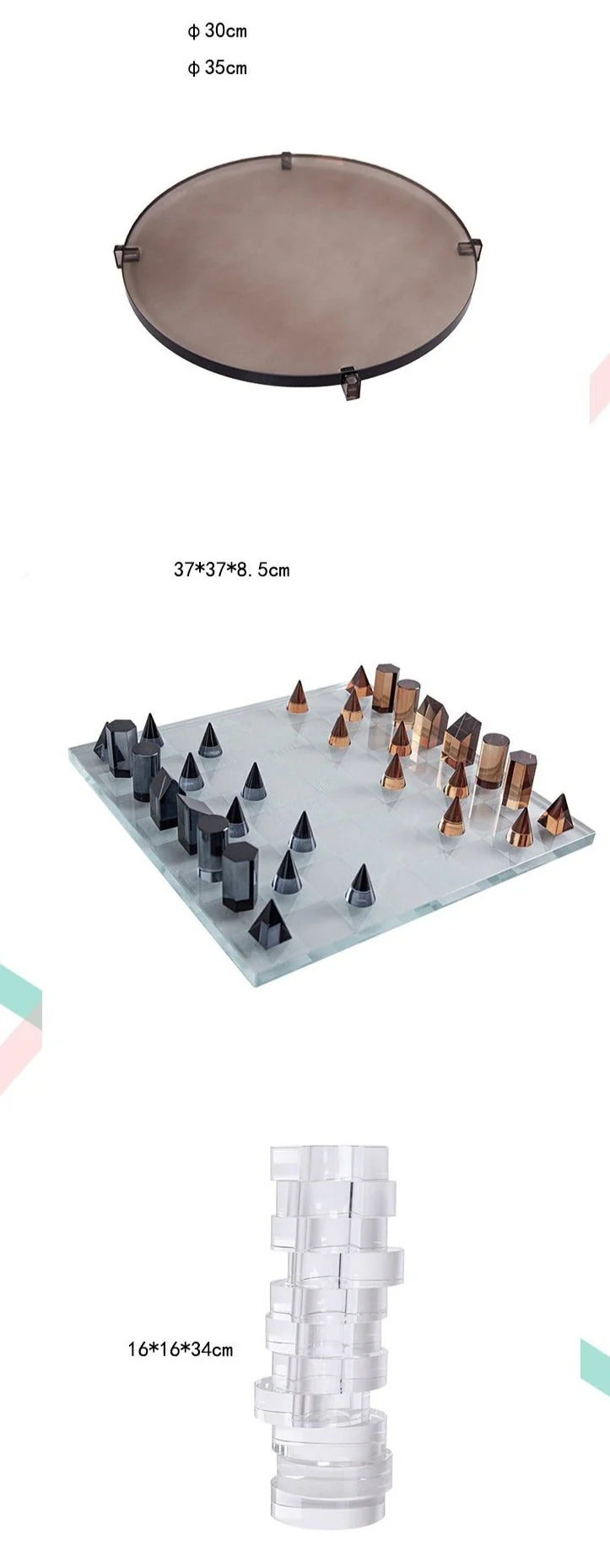 Modern Geometric Crystal Chess Board - Image 6