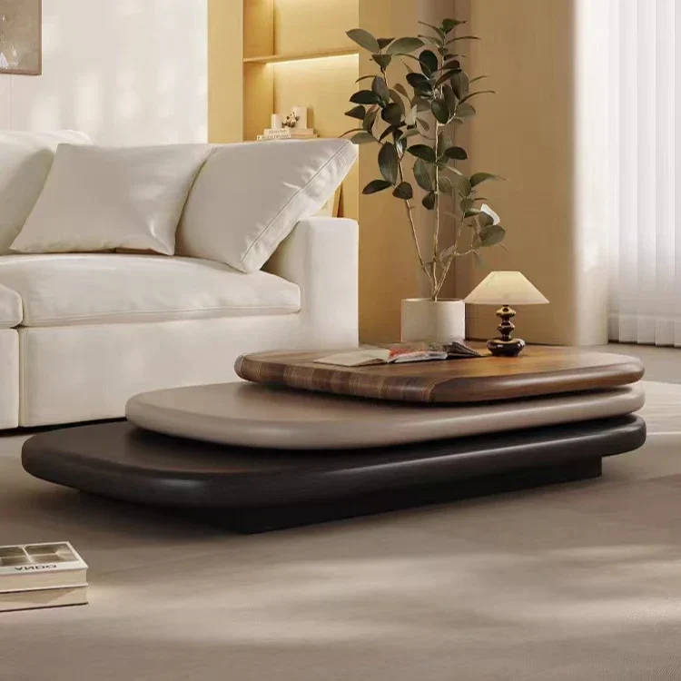 Modern Italian Rotating Oval Wood Coffee Table - Image 5