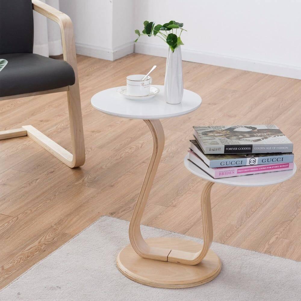 Modern Luxury Bentwood End Accent Table w/Curved Leg - Image 9