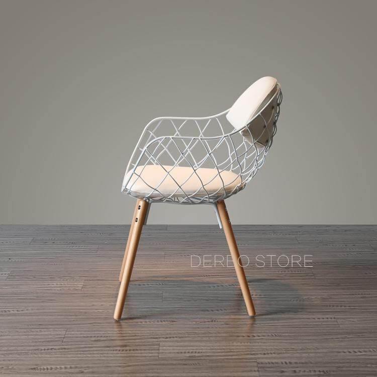 Modern Luxury Design Metal Steel Chair with Wooden legs - Image 6