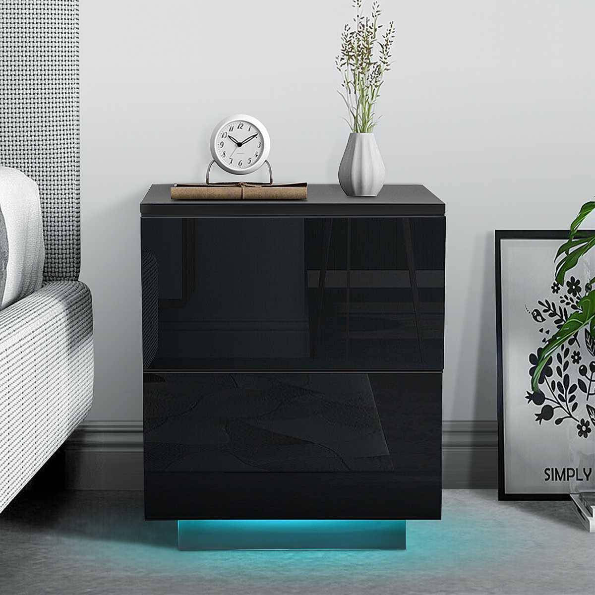 Modern Luxury LED Light Nightstand with Drawers - Image 10