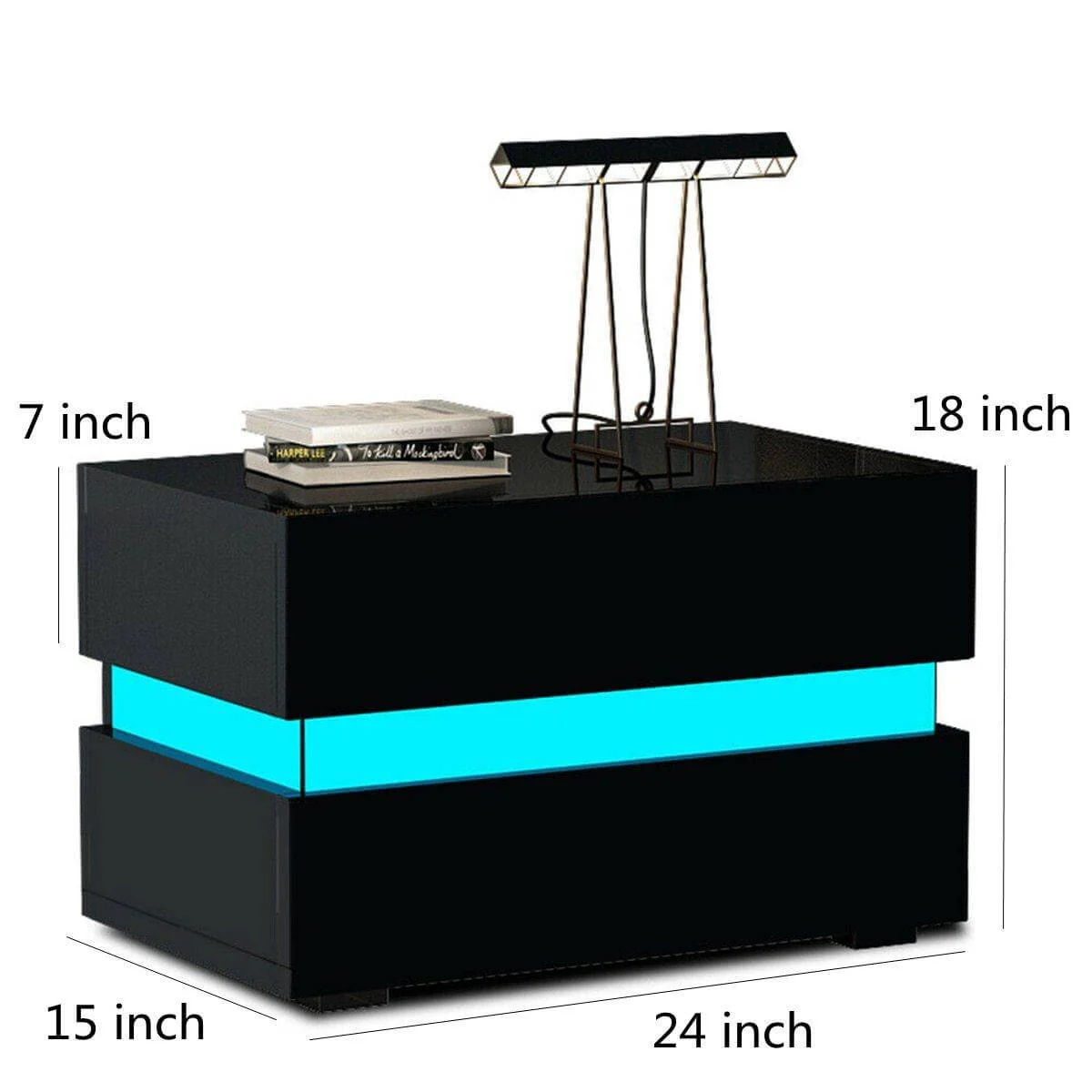 Modern Luxury LED Light Nightstand with Drawers - Image 7