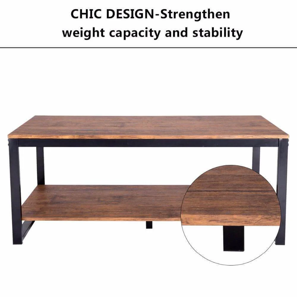 Modern Metal Frame Rectangle Coffee Table - Image 2