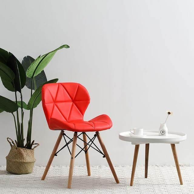 Modern Nordic Leather Wood Chair - Image 2