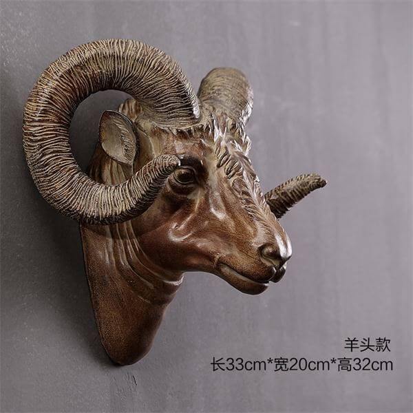 Modern Pure Handmade Hanging Moose and Sheep Head Decoration - Image 13