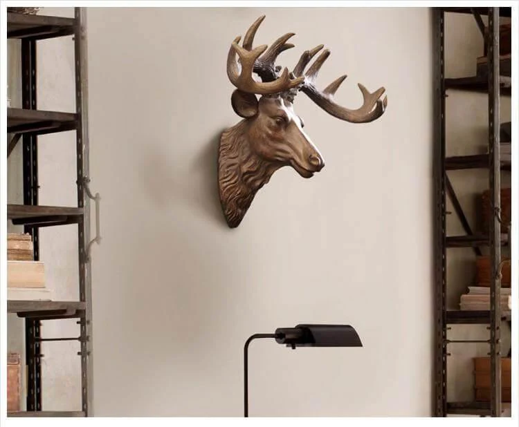 Modern Pure Handmade Hanging Moose and Sheep Head Decoration - Image 4