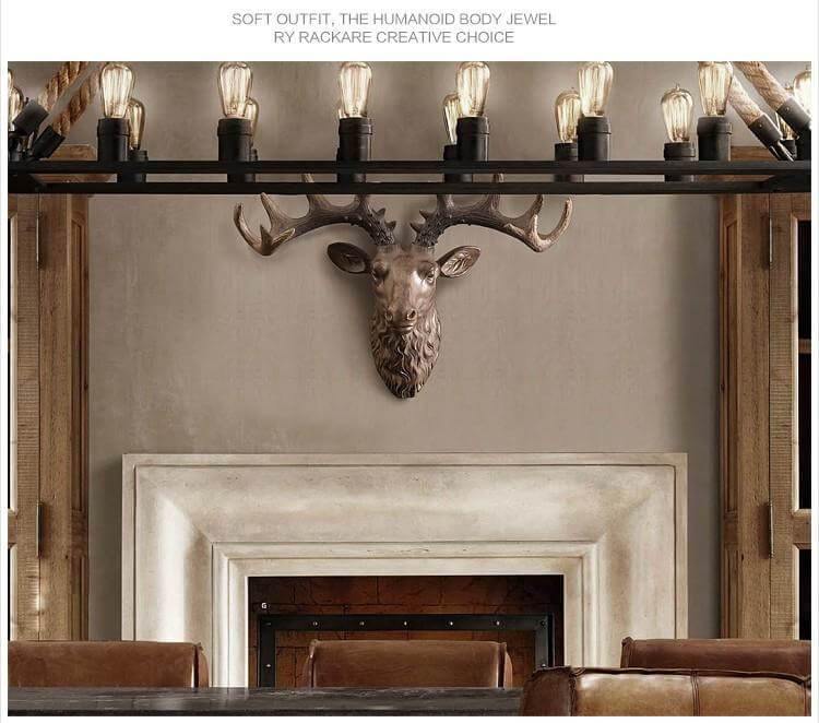 Modern Pure Handmade Hanging Moose and Sheep Head Decoration - Image 5