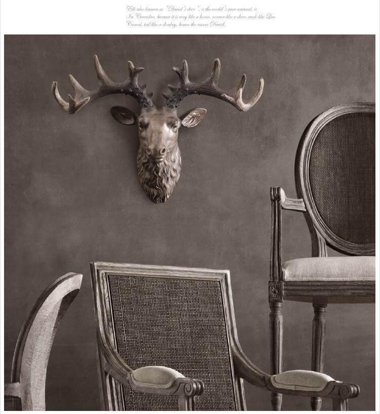 Modern Pure Handmade Hanging Moose and Sheep Head Decoration - Image 8