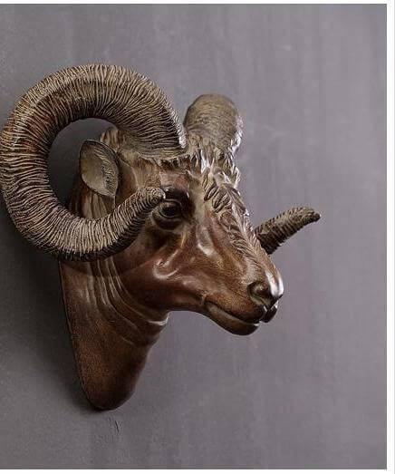 Modern Pure Handmade Hanging Moose and Sheep Head Decoration - Image 9