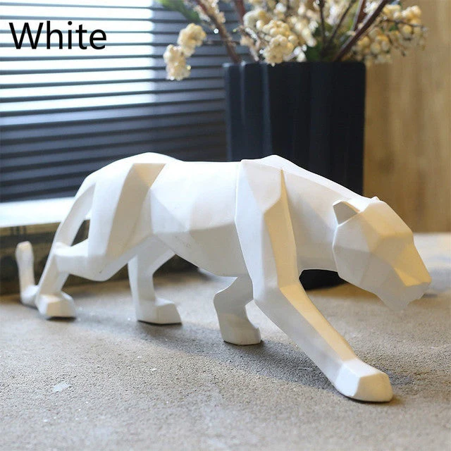 Modern Resin Geometric Black Panther Sculpture - Image 5